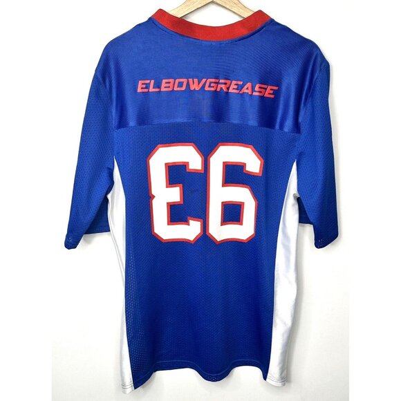 ElbowGrease Mens Jersey Football Athletics Racing Short Sleeve Mesh Blue Medium - Picture 2 of 12